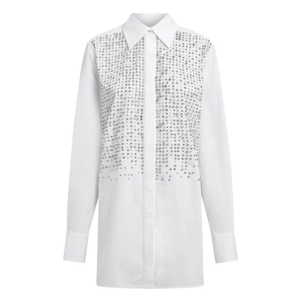16Arlington Crystal Embellished cotton Poplin  button blouse studded designer